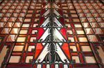 Detail bovenraam van de entree.
<br/>
Marcel Westhoff, mei 2016